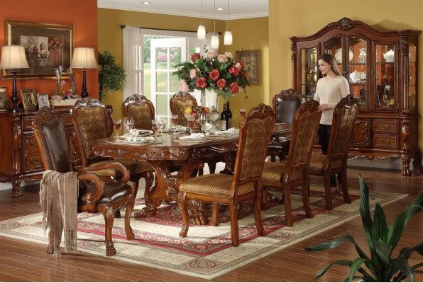Classic dining table set wooden dining room set 6x chair chairs