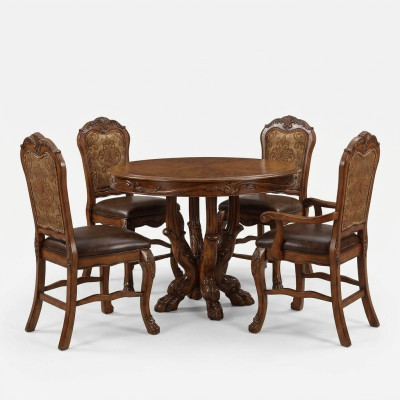 Set of 4 Chairs Real Wood Upholstered Seat Dining Room Suite Dining Chairs