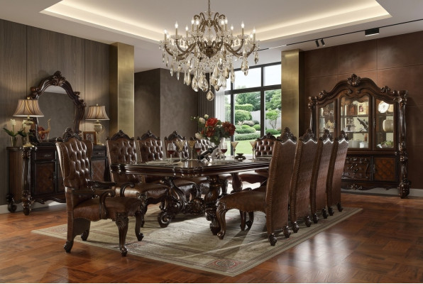 Classic Baroque Dining Room Set Luxury Dining Table Chesterfield Chairs 14-piece Set