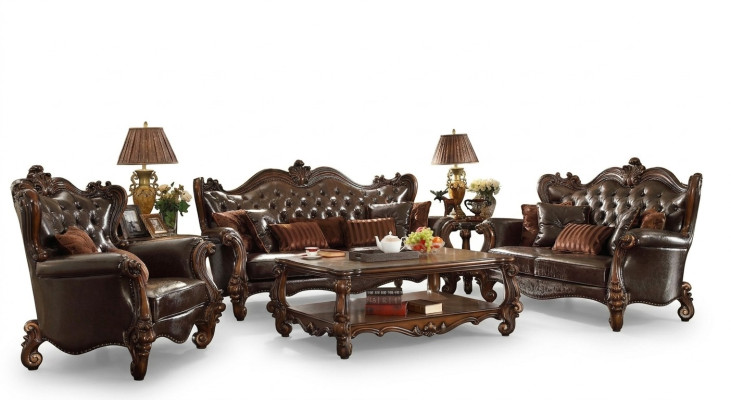 Upholstered Suite Group Wood Carved Furniture Sofa Set 3+2 Seat Sofa