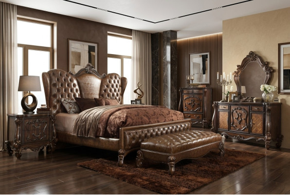 Chesterfield Bed 2x Nightstands 3-piece Set Furniture Baroque Rococo Bedroom Set