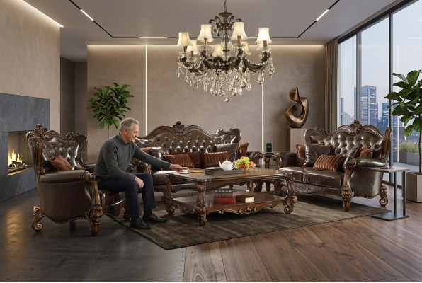 Luxury Chesterfield Sofa Set 3+2+1 Seater + Coffee Table Furniture Couch