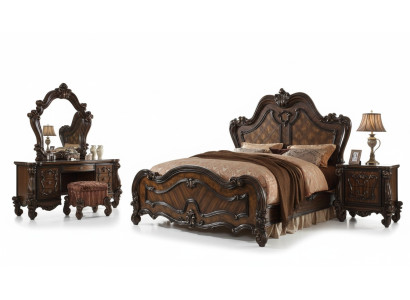 Bedroom Nightstand Set Bed 5-piece Rococo Baroque Antique Style Wood Bed