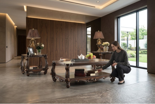 Luxury coffee table real wood decor tables side sofa table living room