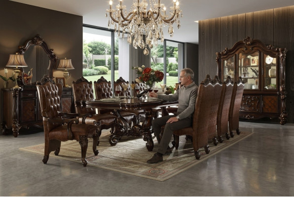 Dining set 9-piece Baroque Rococo table 8x chairs chair group