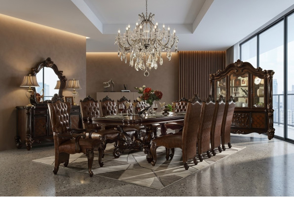Dining set 9-piece Baroque Rococo table 8x chairs chair group