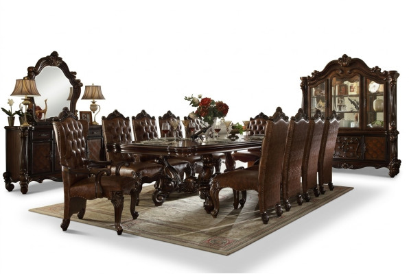 Dining set 9-piece Baroque Rococo table 8x chairs chair group