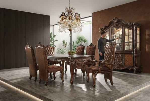 Complete Decoration Set Dining Table + 6 Chairs Dining Room Set Dining Group Wood Table