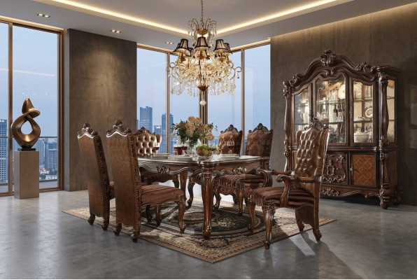 Complete Decoration Set Dining Table + 6 Chairs Dining Room Set Dining Group Wood Table