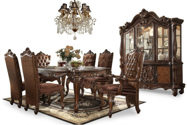 Complete Decoration Set Dining Table + 6 Chairs Dining Room Set Dining Group Wood Table