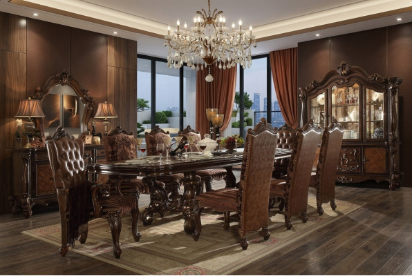 Classic Complete Set Dining Table + x6 Chesterfield Chairs Dining Room Suite