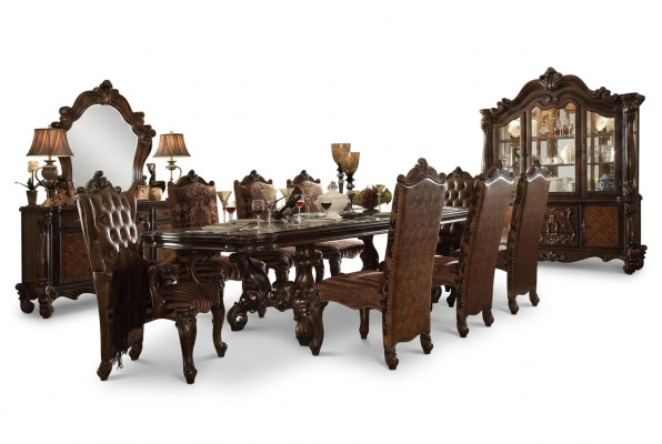Classic Complete Set Dining Table + x6 Chesterfield Chairs Dining Room Suite