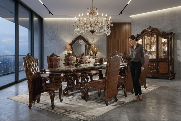 Dining room set suite display cabinet table 8x chairs sideboard decor mirror baroque style