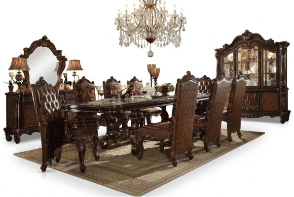 Dining room set suite display cabinet table 8x chairs sideboard decor mirror baroque style