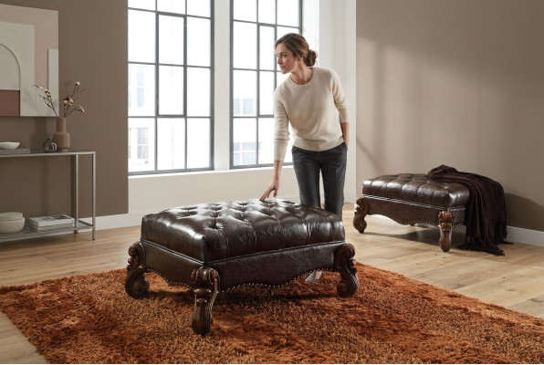 Footstool Ottoman Upholstered Stool Seating Stool Ottoman Stool Chesterfield Baroque