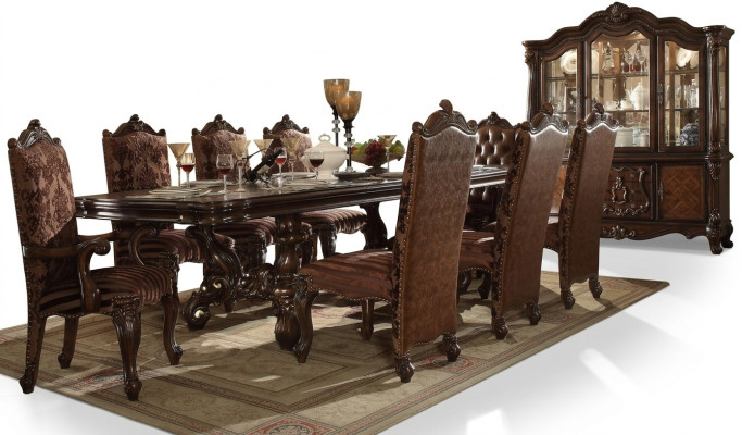 Classic Brown Chesterfield Leather Chairs Luxurious x8-piece Chair Set