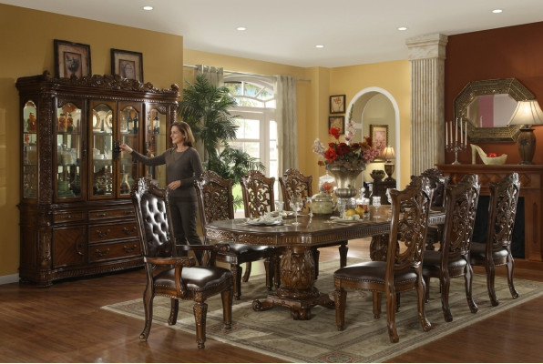Dining room complete set: table, sideboard, 8x chairs, display cabinet, baroque suite