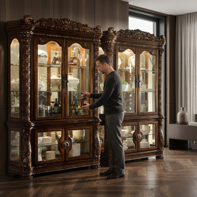 Glass cabinet display case living room display cabinets baroque rococo wood