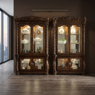 Glass cabinet display case living room display cabinets baroque rococo wood