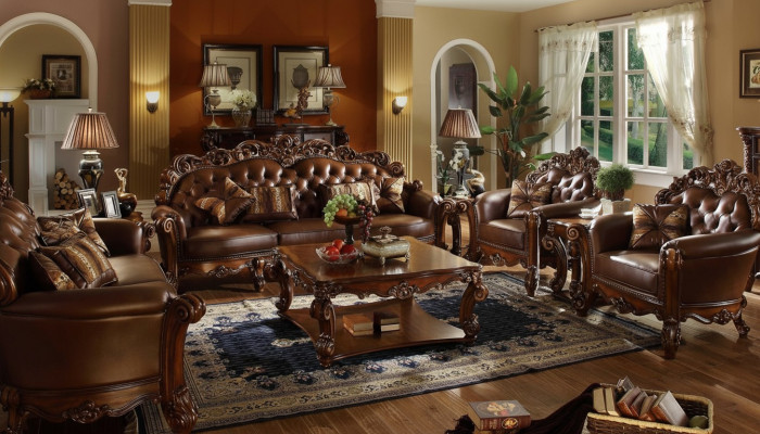Complete set sofa suite 5-piece. Coffee table sofa couch wood living room set