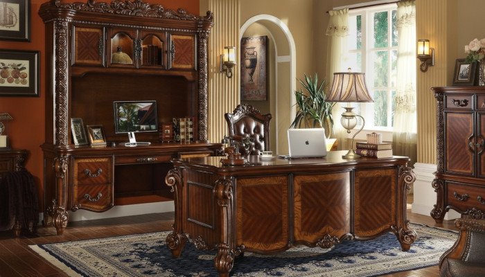 Office desk, armchair, computer desk, table, wooden table, chair, 3-piece furniture set.