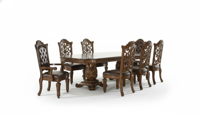 Dining room set Baroque Rococo table & 8x Chesterfield chairs 9-piece set