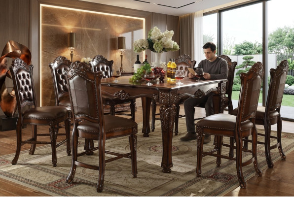 Designer dining room furniture rectangular wood table x8 chairs 9-piece set