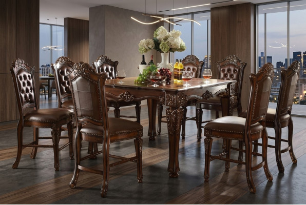 Designer dining room furniture rectangular wood table x8 chairs 9-piece set