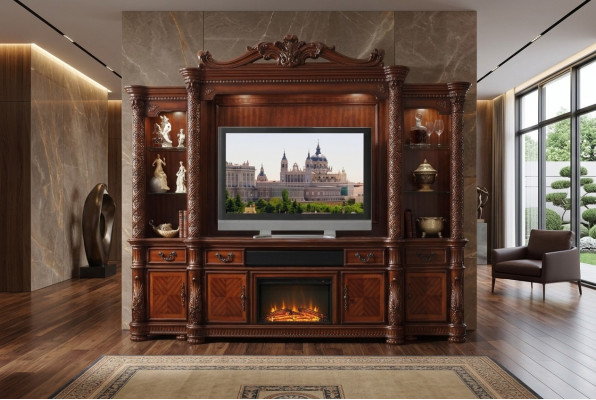 Designer living room classical decorative TV wall unit media wall TV wall