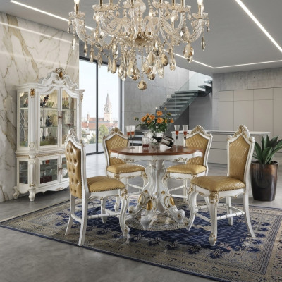 Classic white dining set stylish dining table with chairs and display cabinet