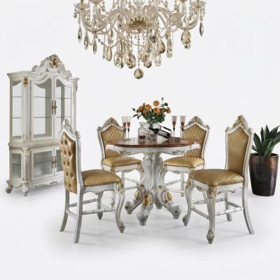 Classic white dining set stylish dining table with chairs and display cabinet
