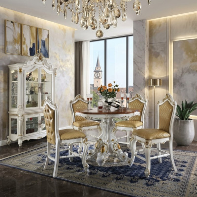 Round dining room + 4 chairs decoration set suite round dining table wooden furniture