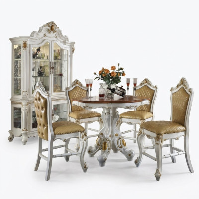 Round dining room + 4 chairs decoration set suite round dining table wooden furniture