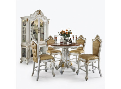 Round dining room + 4 chairs decoration set suite round dining table wooden furniture