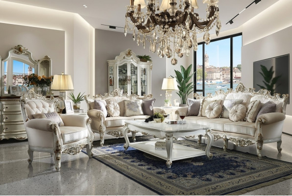Luxury Chesterfield Sofa Set 3+2+1 Seater with Furniture Coffee Table Couch