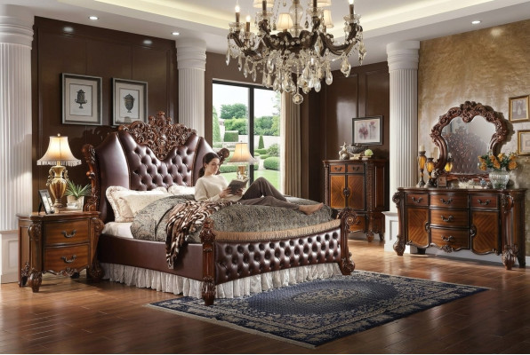 Bed 2x Nightstands 3-piece Set Furniture Baroque Rococo Bedroom 180x200