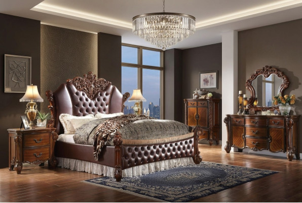 Bed 2x Nightstands 3-piece Set Furniture Baroque Rococo Bedroom 180x200