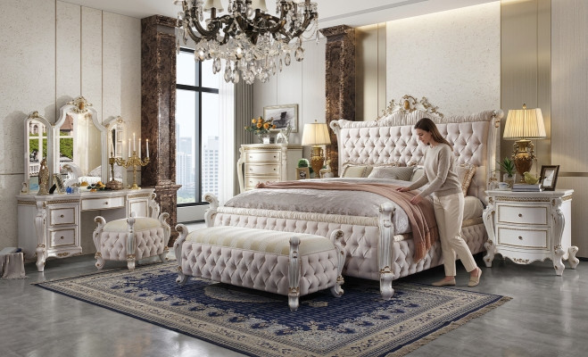 Classic bedroom set Baroque Rococo bed nightstand dresser