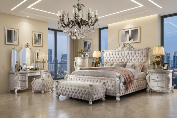 Classic bedroom set Baroque Rococo bed nightstand dresser