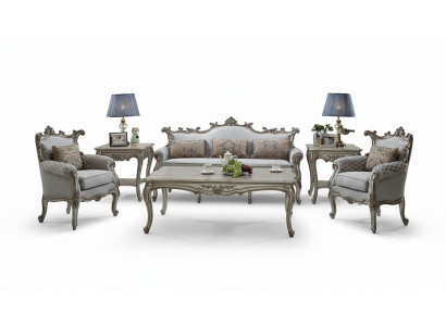 Golden sofa set 3+2+1 seater 2x side table coffee table 6-piece living room