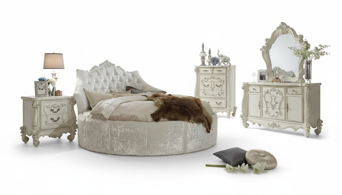Round Velvet Bed Chesterfield Luxury Upholstered Round Beds Fabric Textile Hotel