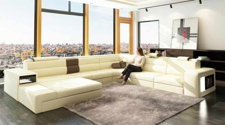 Couch living landscape corner suite design modern sofa U-shape leather