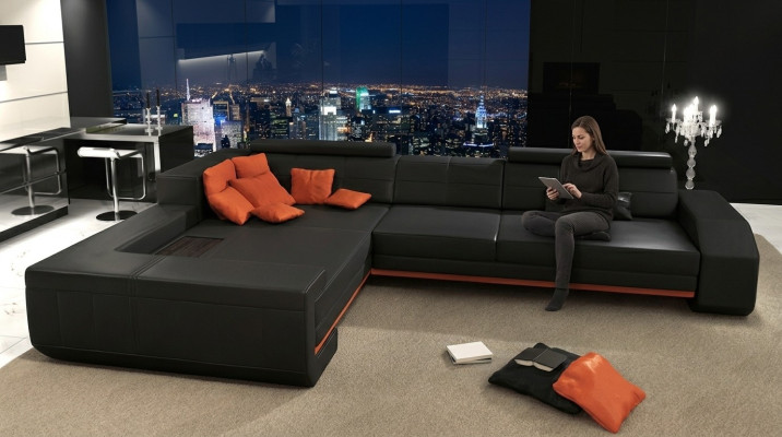 L-shaped leather sofa couch living landscape suite design corner sofa