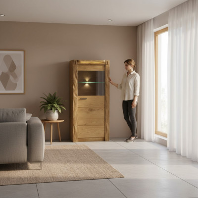 Wall cabinet cabinets showcase glass design tall wood showcases living room furniture