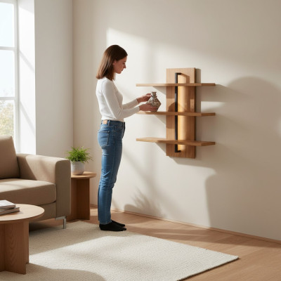 Storage Hotel Style Living Room Wall Shelf Book Shelves Cabinet Shelves 80x87cm