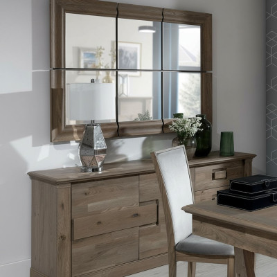 Chest of drawers with mirror XXL sideboard wood new dresser 2-piece wood set