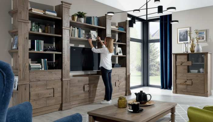 Living room wall unit cabinet system country house dresser TV