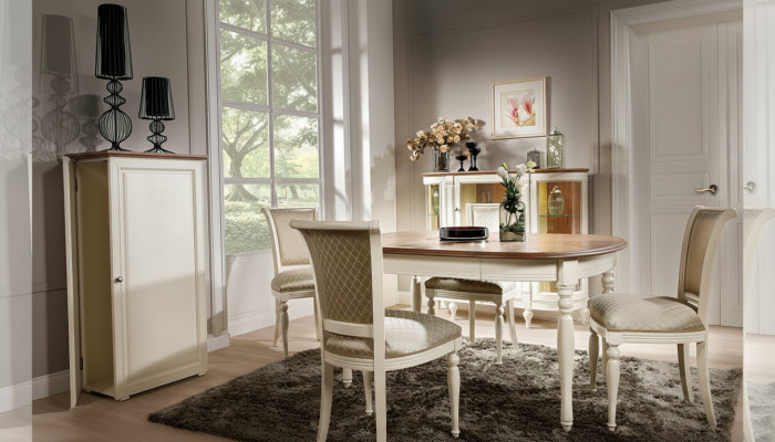 Dining table set, 4x chairs, armchair set, tables, dining room group, 5-piece.