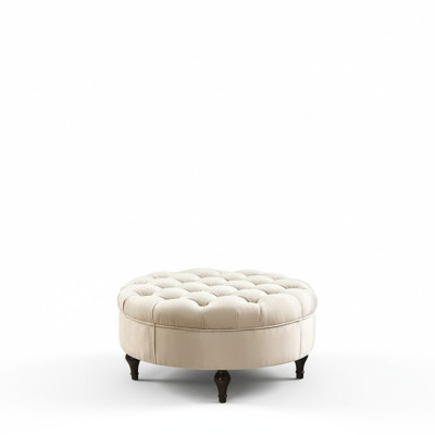 Round Chesterfield Upholstered Stool Footstool Ottoman Round Sofa Side New