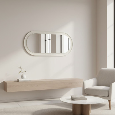 Mirror Wooden Frame Large Wall Mirror Classic Design Oval Wood Frame 150cm